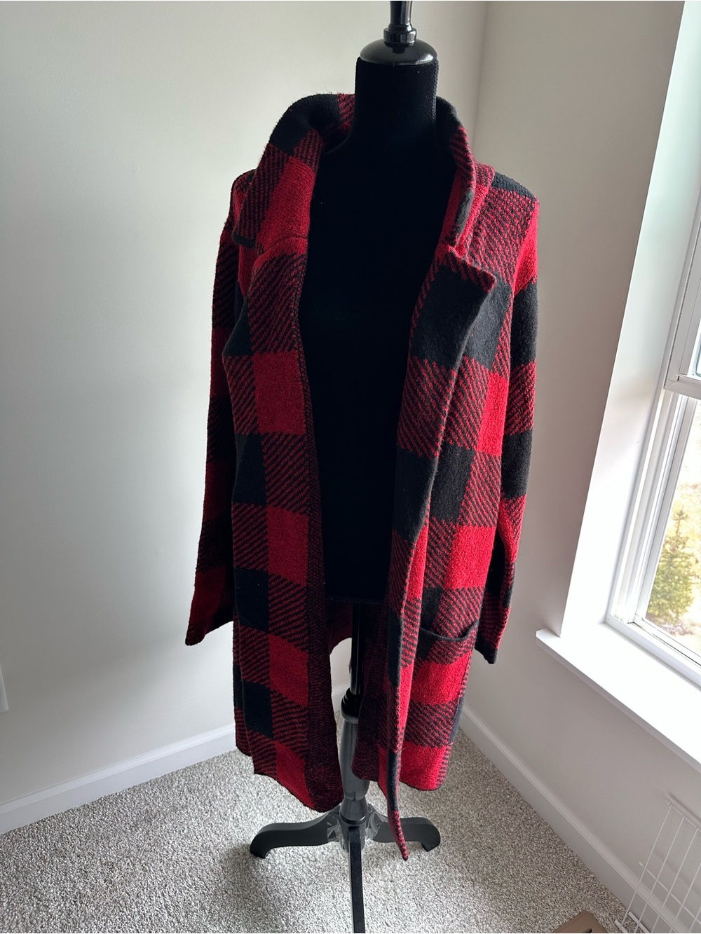 Women’s One World Red & Black Plaid Cozy Jacket